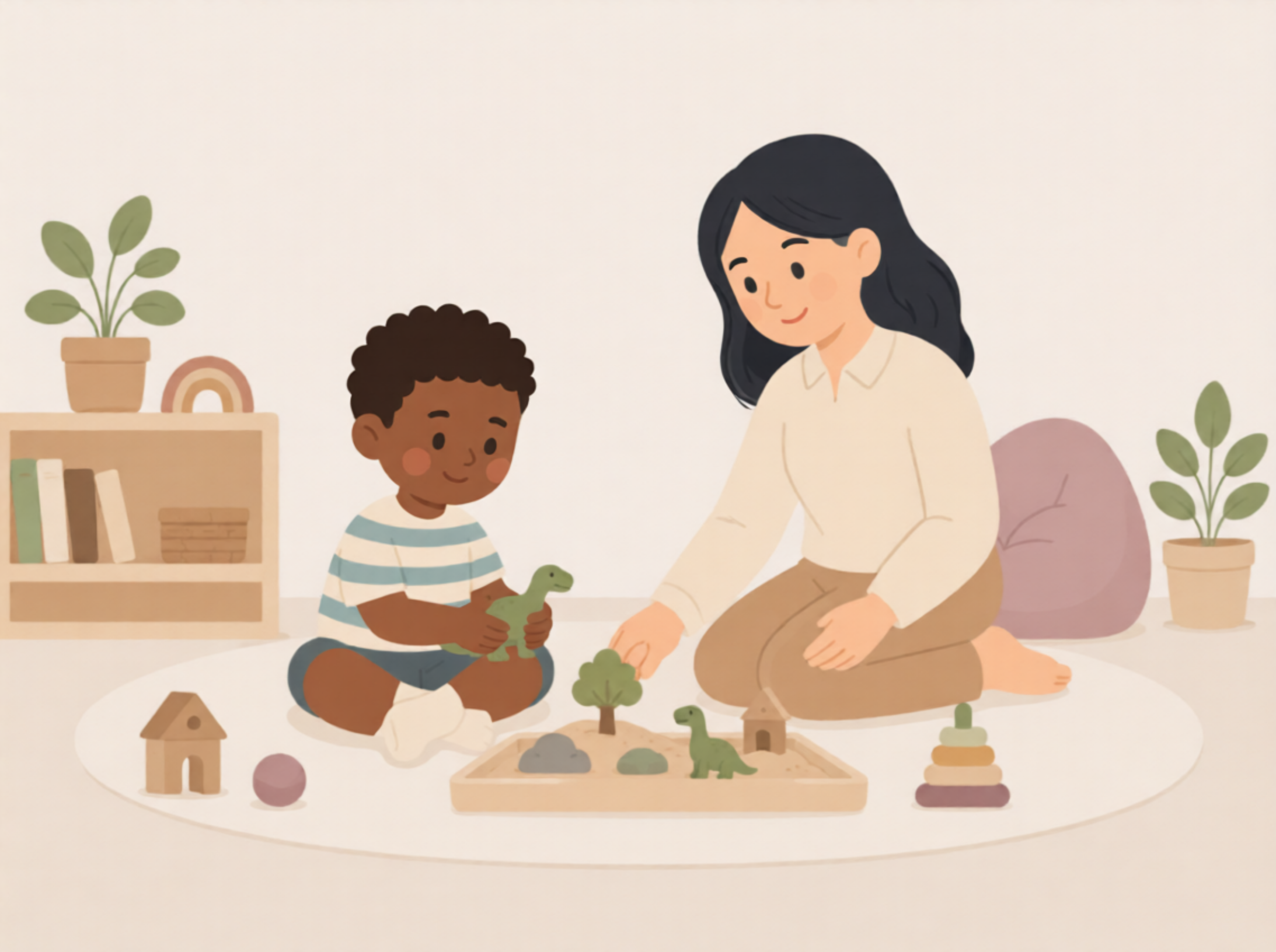 A therapist playing and learning with a child